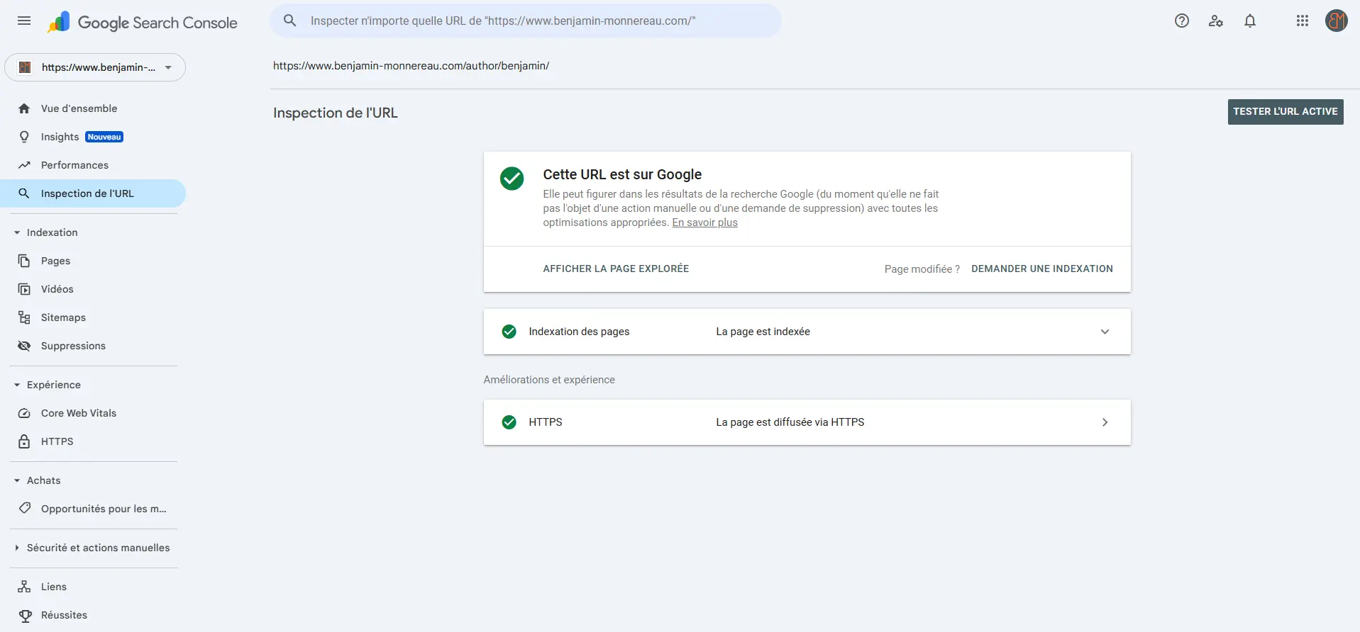 inspection url search console