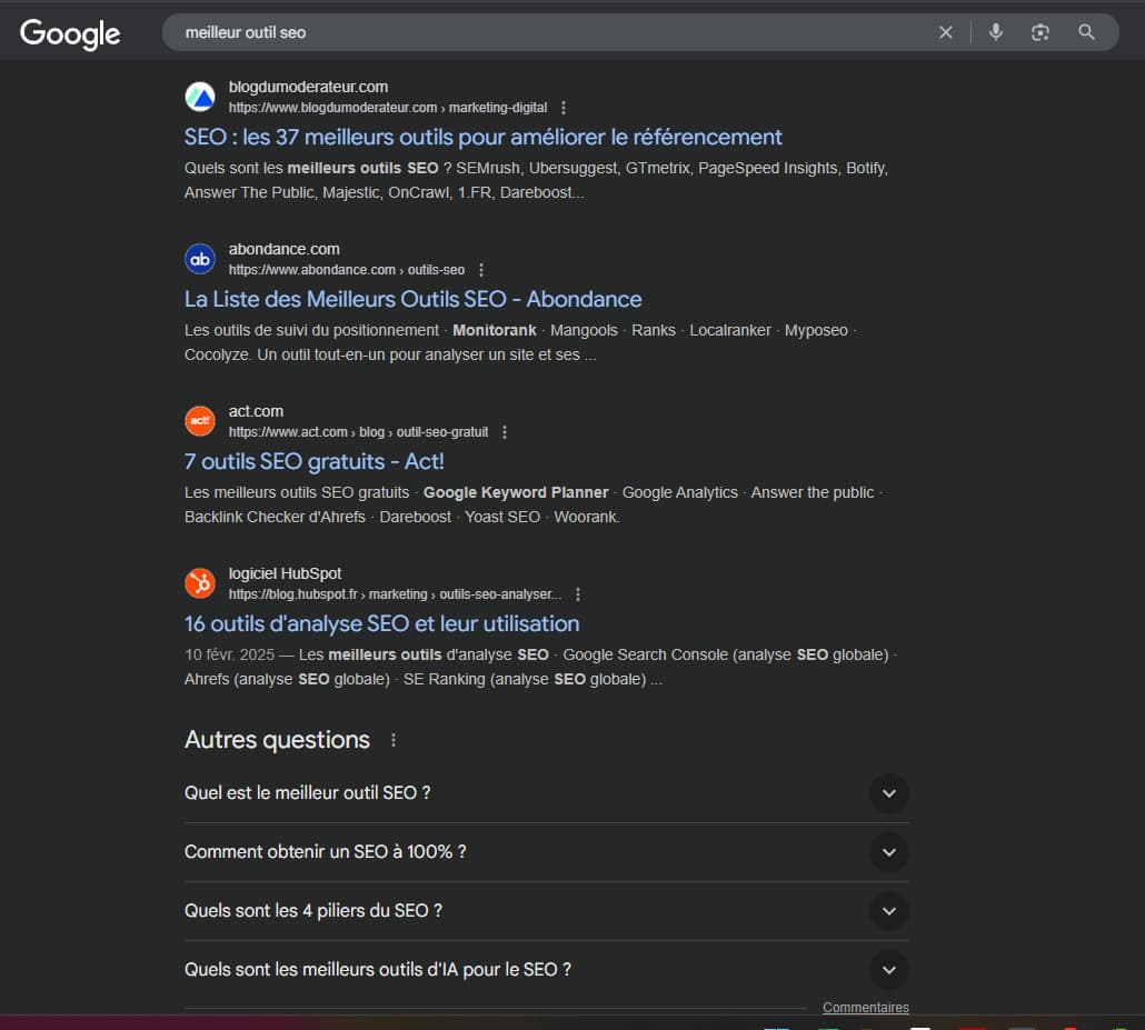 intention commerciale avec comparatifs
